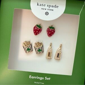 Kate Spade Strawberry and Champagne Earrings Set